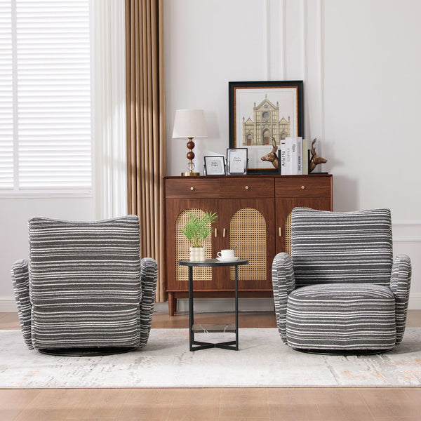 English Elm Modern Boucle 360° Swivel Leisure Chair with High‑Resilience Sponge, Supportive Curve, 550lb Capacity Dark Gray W395P355513