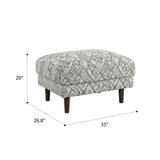 English Elm Wallace & Bay - Wallace & Bay  Jurie Black Abstract Ottoman