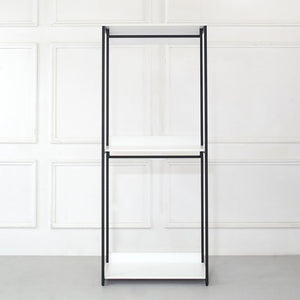English Elm Fiona White 111" Freestanding 3-Tower Walk-In Closet System – 7 Shelves, Eco Wood + Powder Frame B040S00088