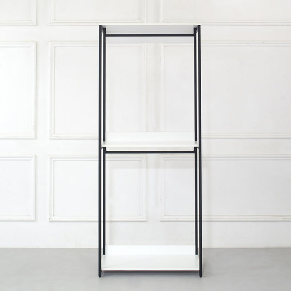 English Elm Fiona White 111" Freestanding 3-Tower Walk-In Closet System – 7 Shelves, Eco Wood + Powder Frame B040S00088