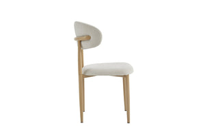 English Elm Dining Chairs Set of Two with Linen Cushions and Iron Legs for Farmhouse Kitchens Beige,Natural Wood W3590P457154