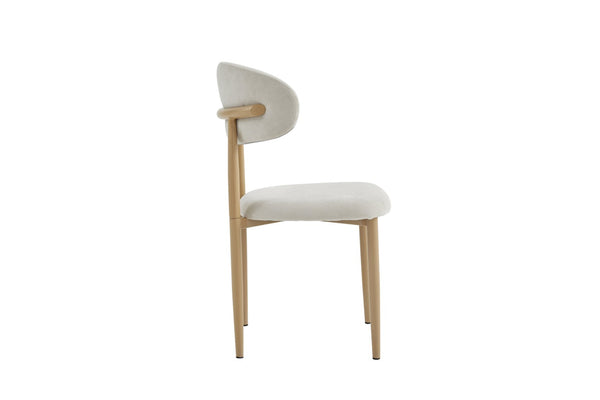 English Elm Dining Chairs Set of Two with Linen Cushions and Iron Legs for Farmhouse Kitchens Beige,Natural Wood W3590P457154