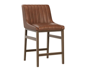 Sunpan HALDEN Counter Stool in Bravo Cognac - Modern Urban Design with Tufted Seat & Rustic Bronze Frame 110032