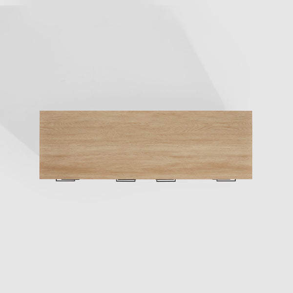 56" Contemporary Metal and Wood Dresser with Six Drawers Coastal Oak, Black DNAB5BCO-T Walker Edison