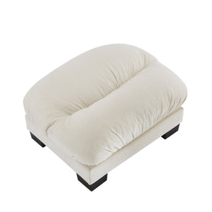 English Elm Flora Chenille Ottoman Pleated Texture Curved Silhouette for Cozy Living Rooms Beige W5656P454483