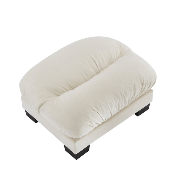 English Elm Flora Chenille Ottoman Pleated Texture Curved Silhouette for Cozy Living Rooms Beige W5656P454483