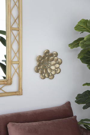 English Elm D10X1.6" Luminous Gold Succulent Wall Plaque - Modern Glam Decor For Chic Interiors & Gallery Walls W2078P223122