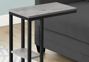 English Elm Accent Table - Sleek C-Shaped Design For Living Room & Bedroom - Grey Laminate With Black Metal Frame B2710P219397
