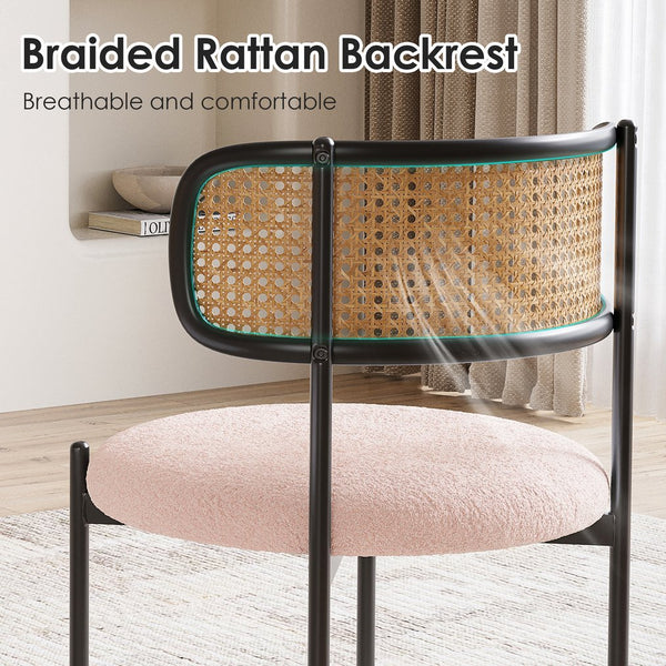 English Elm Modern Upholstered Dining Chairs Set Of 2 - Stylish Rattan Back & Metal Legs For Comfort & Elegance T3623P371958