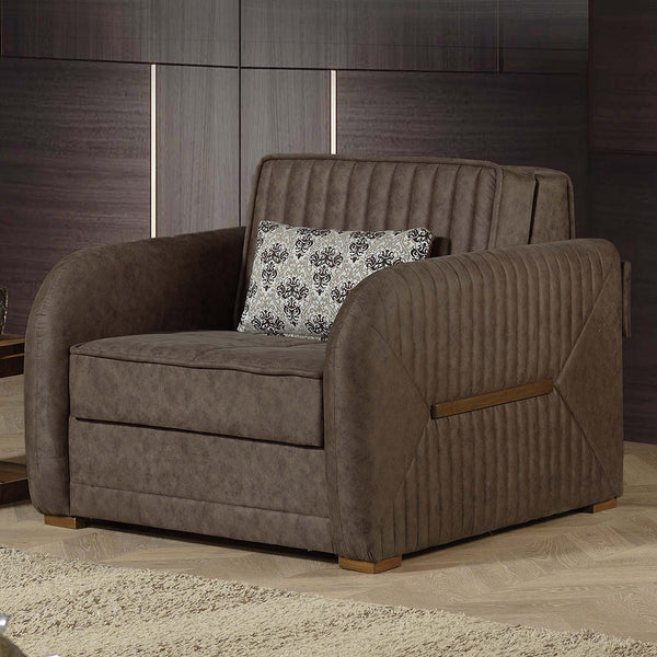English Elm PrimeNest Flyte Collection Upholstered Convertible Armchair with Storage, Microsuede Comfort Sleeper Dark Brown B030P286245