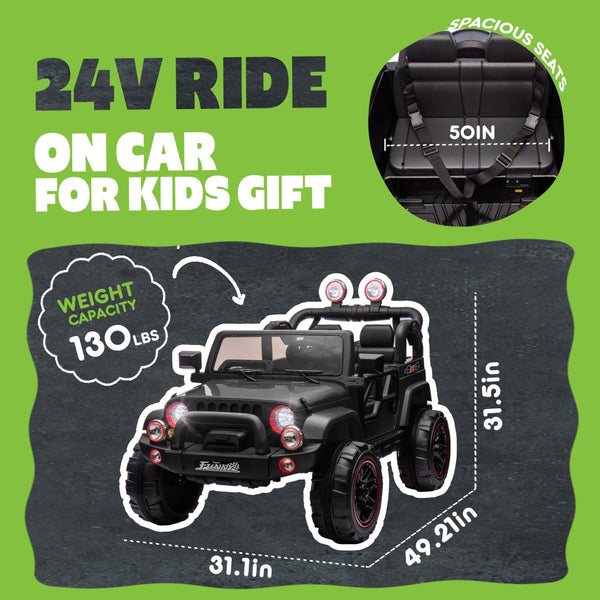 English Elm 24v Kids Electric Ride on Car with Parental Remote Rear Suspension and Bluetooth Audio Black W1578P228743