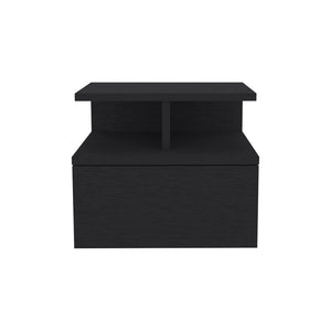 English Elm Floating Nightstand Flopini wall-mounted bedside table with drawer, space-saving shelf, durable design Black B092123117