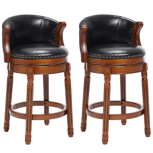 English Elm Cow Leather Swivel Barstool Solid Hardwood Frame 360 Spin Kitchen Counter Seating W2195P399437