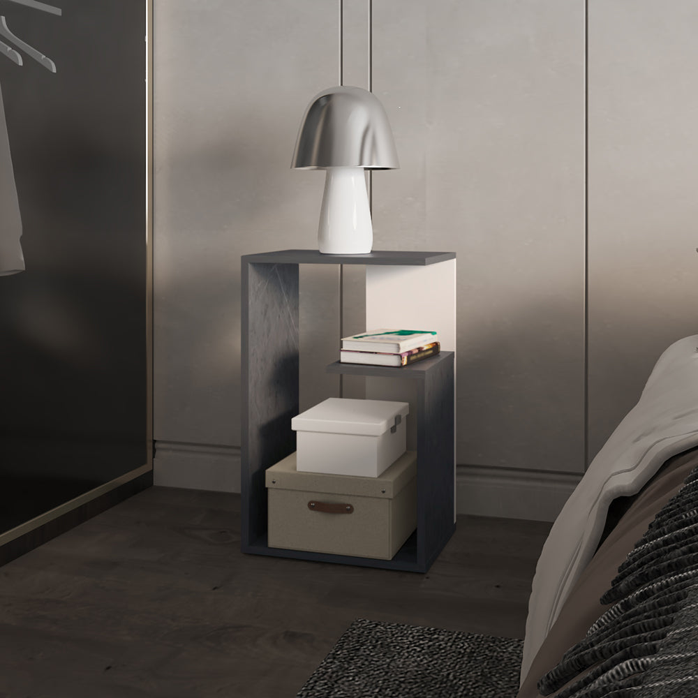English Elm Side Table Sallis Engineered Wood Onyx/White - Lightweight, Space-Saving Open Shelf Accent Table for Living Room B092P286121