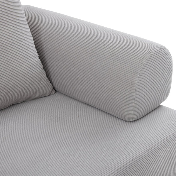 English Elm UNITED modular foldable sofa with metal frame, corduroy upholstery, side pocket & quick assembly convenience Light Gray W1568P374133