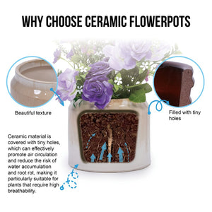 English Elm Set Of 2 Gradient Ceramic Flowerpots - Modern Indoor/Outdoor Planters For Elegant Plant Displays W3273P322301-GIGA