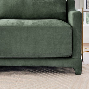 English Elm Four-Seater Sofa Set With Movable Ottoman, Ergonomic Lumbar Pillow, Premium Chenille Upholstery, Green W714S01222