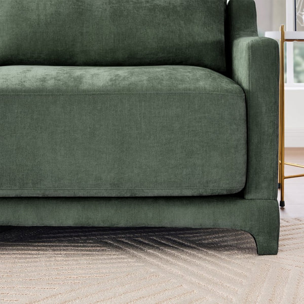 English Elm Three-Seater Chenille Sofa Set With Modular Ottomans, Elegant Design, High-Resilience Comfort, Green W714S01217-GIGA