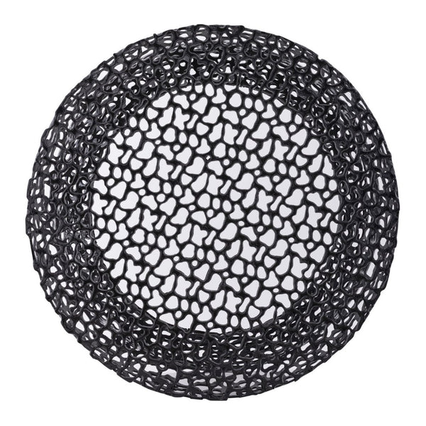 English Elm T3704-35 Round Aluminum Lattice Coffee Table with Sculptural Cutout Design for Modern Lofts Black B009P417515