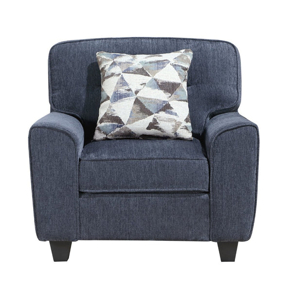 English Elm Contemporary Chenille 3 Piece Sofa Set with Pocket Coil Support and Reversible Cushions Blue B011S02477