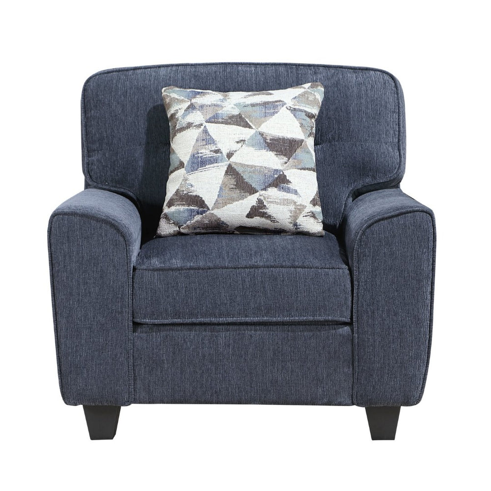 English Elm Durable Chenille Accent Chair with Pocket Coil Cushions and Plywood Frame for Living Rooms Blue B011P474323