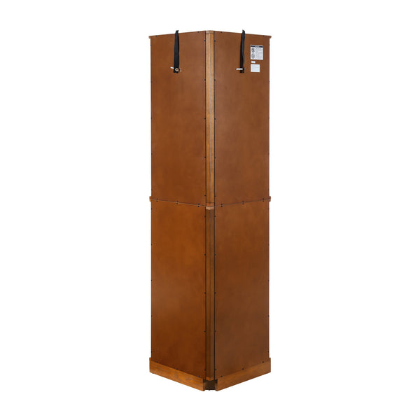 English Elm 6 Shelf Corner Curio Cabinet with Interior Lighting, Mirrored Back, Glass Shelves for Displays Oak W1693P165029