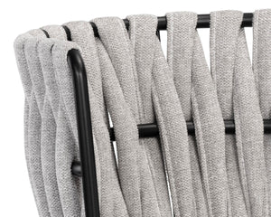 Sunpan SARAI Dining Armchair - Modern Woven Backrest, Heather Grey Upholstery & Durable Steel Frame 106187