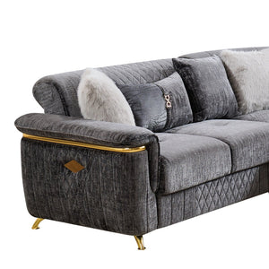 English Elm Argo Contemporary L-shaped Sectional Sofa with Steel Base and Six Seat Capacity Gray B009S02185