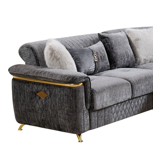 English Elm Argo Contemporary L-shaped Sectional Sofa with Steel Base and Six Seat Capacity Gray B009S02185