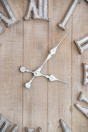 English Elm D30" Rustic Adelaide Oversized Wall Clock — 30" Farmhouse Galvanized Iron Face on Wood, Timeless Decor W2078P314438