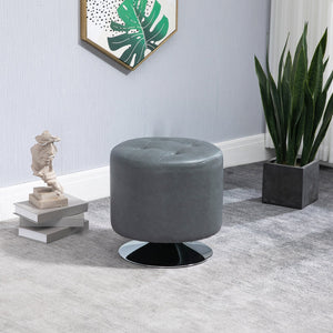 English Elm Homcom 360° Swivel Foot Stool - Versatile Pu Ottoman With Thick Padding & Steel Base, Grey Style W2225P229606