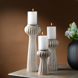 English Elm Decorative Wood Centerpiece Candle Holder - Elegant 12" Stand For Timeless Style & Warm Ambiance B346P336839