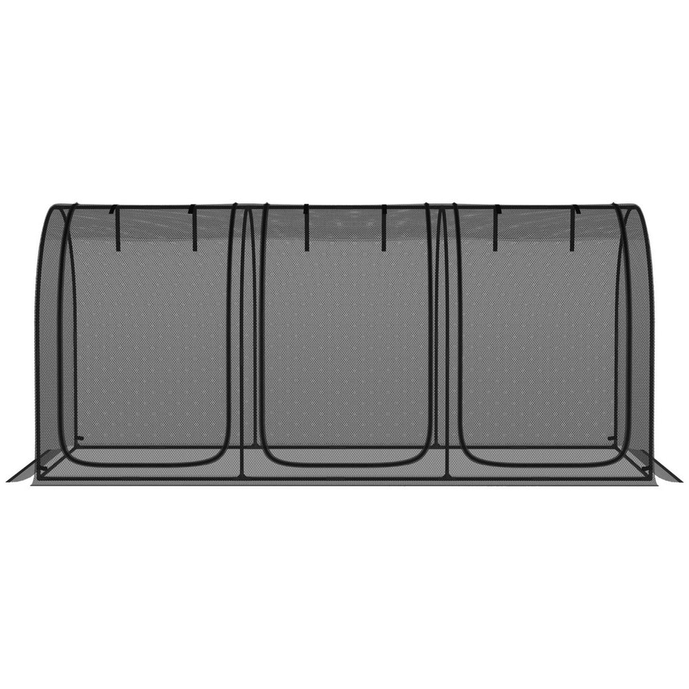 English Elm Easy Steel Frame Crop Cage Hdpe Mesh Garden Tent with Three Zippered Doors and Stakes T3971P421984