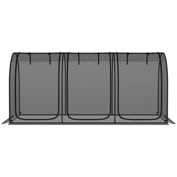 English Elm Easy Steel Frame Crop Cage Hdpe Mesh Garden Tent with Three Zippered Doors and Stakes T3971P421984