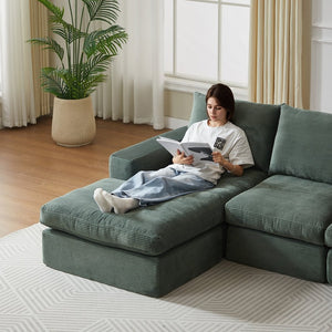 English Elm 99-inch Corduroy L-shaped Sectional Sofa with Reversible Chaise and Neck Pillow Support W834S00614