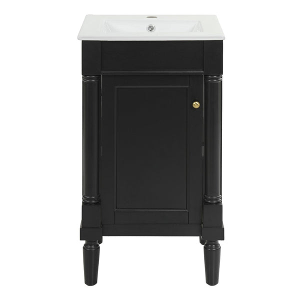English Elm 18" French Style Vanity with Ceramic Sink Soft Close Door and Adjustable Shelf Black N710P415332B