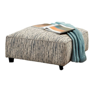 English Elm Stripe Multi-Finish Transitional Upholstery Ottoman 38x38x16in Gel Foam, Woven Fabric, Tapered Legs B2741P355847