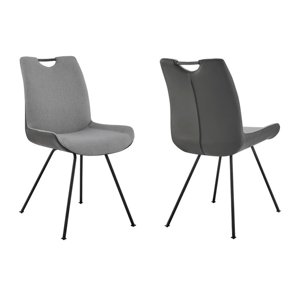 English Elm Palindra Contemporary Dining Chairs Set Of 2 In Gray With Pewter Fabric For Stylish Comfort B2736P354269-GIGA