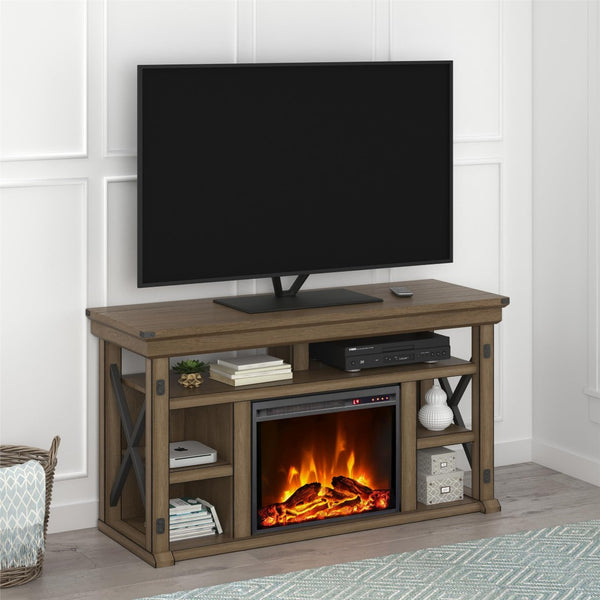 English Elm Fireplace Tv Stand with Electric Insert Wood Veneer Finish Fits Tvs up to 60 Inches B2733S00001