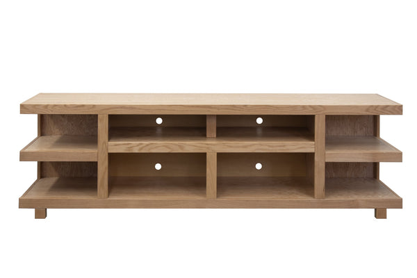English Elm Laurel Canyon 85" Tv Stand For Tvs Up To 95", Fully Assembled, Rustic Oak Finish, Open Shelving Design B108P292267