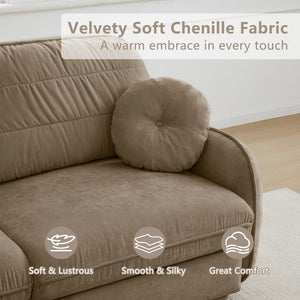 English Elm Chenille Cloud Modular Loveseat with Deep Foam Cushions Quilted Back and Ottoman Light Coffee W714S01757