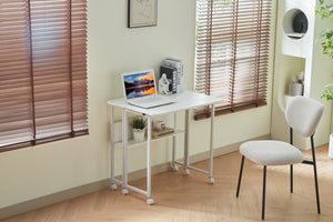 English Elm Folding Small Foldable Desk 31.5" Compact White MDF Foldable Office Table for Study & Space-Saving Storage W2516P282692
