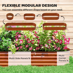 English Elm Metal Galvanized Steel Raised Garden Bed with Rubber Safety Edge for Outdoor Planting Dark Brown T3971P423843