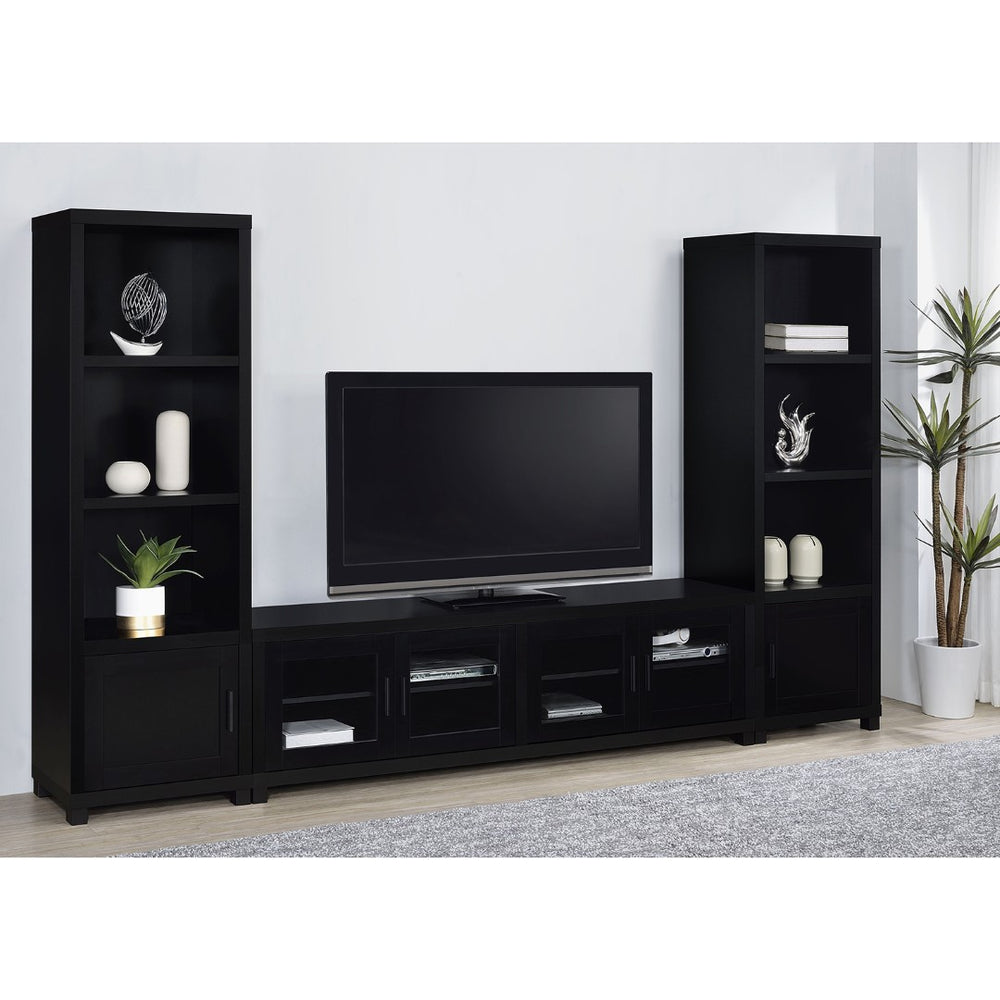 English Elm Arnaud Matte Black 3 Piece Entertainment Center with Media Towers for Living Room B062S01737