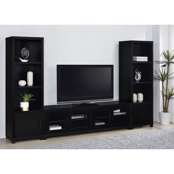 English Elm Arnaud Matte Black 3 Piece Entertainment Center with Media Towers for Living Room B062S01737
