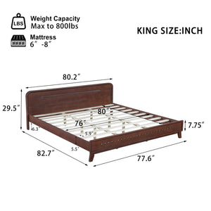 English Elm Christopher Knight Home® - Pine Solid Wood King Size Bed In Dark Walnut – Durable, Stylish, No Box Spring Needed, Easy Assembly N770P291026W_N770P291027W