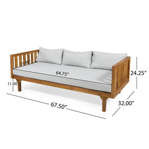 English Elm Christopher Knight Home® - Patio Claremont 3-Seater Daybed With Acacia Wood Coffee Table Set For Stylish Outdoor Relaxation N770P234486T_66327.00BGE