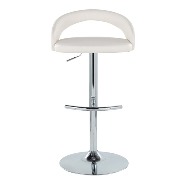 English Elm Adjustable Swivel Barstools with Chrome Base and Faux Leather Seats Set of 2 B202S01988