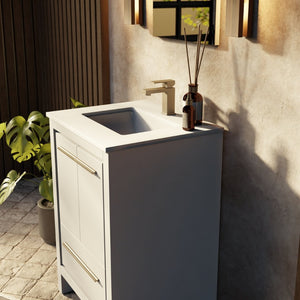 English Elm White Bath Vanity 24" W X 20" D With Cultured Marble Top, Soft-Close Drawers, And Durable Design B2731P259279-GIGA