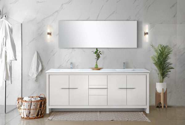 English Elm White Double Bath Vanity With Quartz Top, Chrome Faucet & Ample Storage For Modern Bathrooms B2731P259569-GIGA